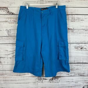Men's VTG Y2K Blac Lacquer Blue Baggy Cotton Grunge Skater Cargo Shorts Size 36